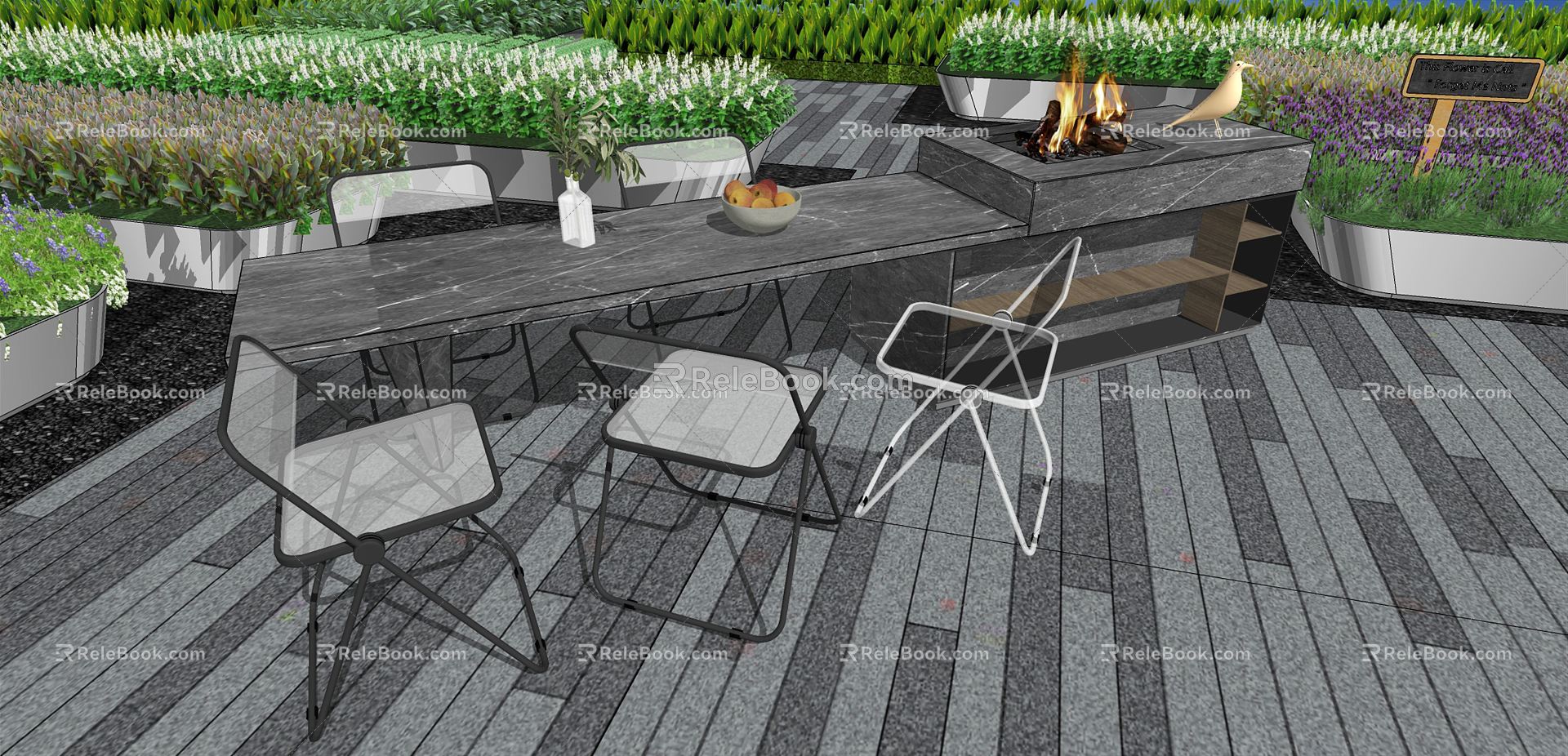 Modern Bar Chair Combination Outdoor Landscape Seat Courtyard Landscape Bar Casual Dining Table and Chair 3d model