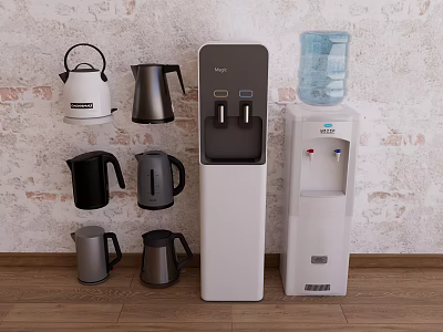 Assorted Electric Kettles And Water Dispensers For Daily Home Use 3d model