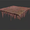Natural Rocky Square Platform With Rough Surface And Hanging Stalactite Formations