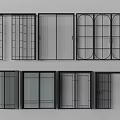 Modern Double Doors Design Collection With Grid Patterns And Sleek Frames 3d model