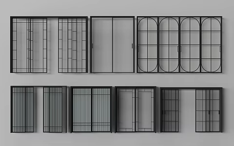 Modern double open glass door kitchen door aluminum alloy door 3d model