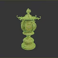 Golden Traditional Decorative Lantern Featuring Intricate Carvings And Ornate Multi Layered Base