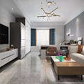 Modern Light Luxury Open Style Living Dining Space With Comfortable Sofas And Elegant Storage Cabinets