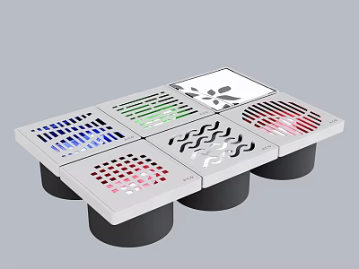Modern Bathroom Accessories Decorative Square Drain Covers With Various Patterns And Black Bases 3d model