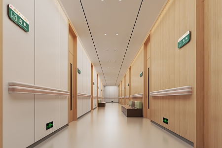 Modern aisle hospital corridor 3d model