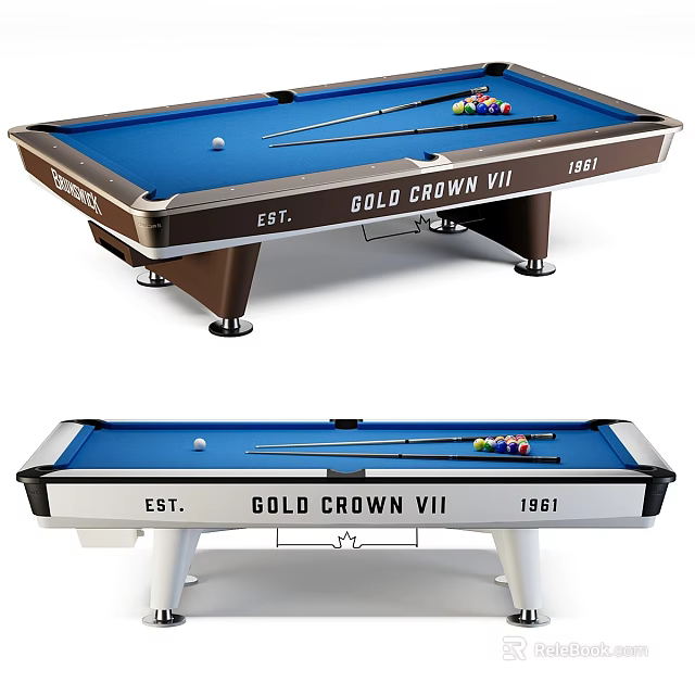 Billiard Room Featuring Gold Crown VII Table EST 1981 With Balls And Cues 3d model 