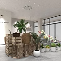 Fresh Blooms Flower Shop Interior With Wooden Crates Green Plants White Planters And Large Windows
