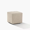 Modern Beige Square Ottoman With Woven Texture For Stylish Comfortable Seating