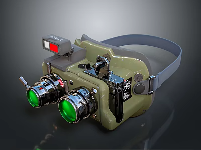 Green Binocular Night Vision Goggle With Headband Red Indicator And Lenses 3d model
