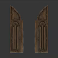 Gothic Style Wooden Decorative Panels With Arched Tops And Carved Patterns