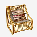 Comfortable Rattan Leisure Chair With Colorful Striped Cushion And Modern Design
