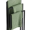 Gray And Green Towels On Black Racks 3d model