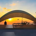 modern pavilion bamboo pavilion viewing platform 3d model