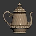 Vintage Silver Teapot With Decorative Engraved Patterns And Ornate Lid And Base