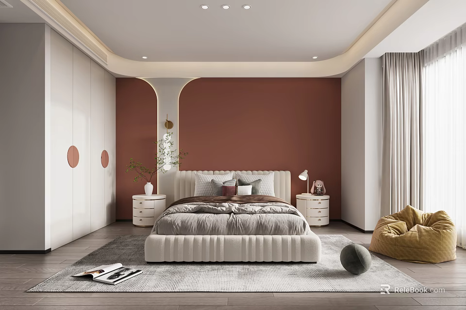 Colorful Kids Bedroom Interior With Cozy Bed Playful Decor And Soft Rug 3d model 