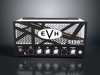 EVH 5150 III Guitar Amplifier Head With Black White Design And Control Knobs 3d model