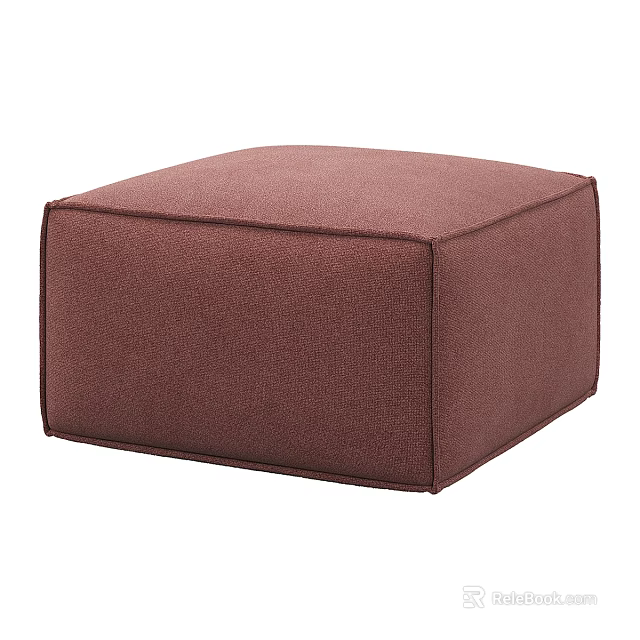 Dark Brown Fabric Square Stool With Simple Modern Design For Home Use 3d model 