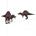 Two Brown Dinosaurs With Red And Blue Spiked Sails In 3D Rendering 3d model
