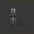 Stationary Air Compressor With Metal Tank Motor Hose And Warning Labels