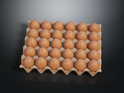 Fresh Brown Eggs Neatly Arranged In A Paper Egg Carton 3d model