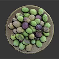 Colorful Mixed Olives Placed on Wooden Plate for Daily Household Use