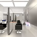 Modern Hair Salon Interior Design With Three Mirrors Black Styling Chairs And Workstations