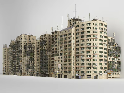 Multi Story Residential Building Complex With Balconies And Windows In Urban Area 3d model