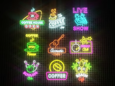 Industrial LOFT Decorative Lights Neon Gothic 3d model