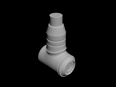 3D Model of Gray Industrial Pipe Fitting with T Shaped Cylindrical Sections 3d model