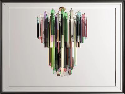 Modern Multicolored Glass Chandelier with Hanging Decorative Elements for Interior Design 3d model
