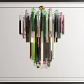 Modern Multicolored Glass Chandelier with Hanging Decorative Elements for Interior Design