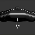 Gray Inflatable Boat With Motor Seats And Ropes On Black Surface