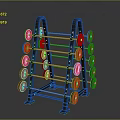 Sturdy Black Weight Plate Rack With Red Plates For Fitness Equipment Storage