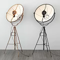 Modern Copper and Black Floor Lamp with Tripod Stand Round Shade Metal Frame