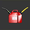 Red Industrial Fuel Container With Black And Yellow Hoses And Safety Label