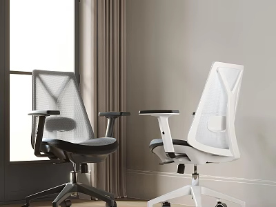 Modern Ergonomic Mesh Office Chairs Black And White In Contemporary Workspace 3d model