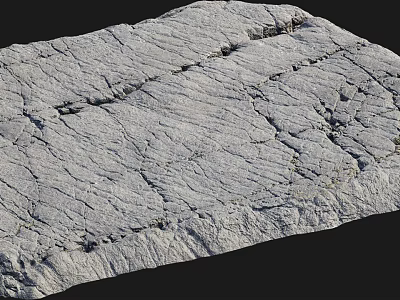 Natural Scenery Of Weathered Gray Rock With Cracked Surface And Rough Texture 3d model