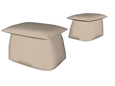Beige Square Sofa Stools With Padded Seats And Simple Modern Design 3d model