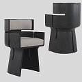 Modern Single Chair With Dark Wooden Frame And Light Upholstered Seat