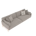 Modern Light Gray Two-Seater Sofa With Patterned Cushions And Metal Legs 3d model