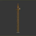 Yellow Tower Crane With Extended Boom Mast And Stable Base Structure 3d model