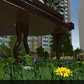 Beautiful Piano And Art Paintbrushes In Garden With Fresh Flowers And Green Grass