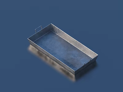 Durable Rectangular Metal Kitchen Tray With Smooth Edges Handles For Food Preparation 3d model