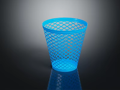 Blue Plastic Mesh Trash Can For Home Office Lightweight Durable Waste Bin 3d model