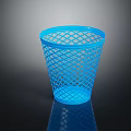 Blue Plastic Mesh Trash Can For Home Office Lightweight Durable Waste Bin 3d model