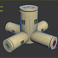 Shiny Golden Multi Cylindrical Mobile Digital Component With Smooth Connected Structure 3d model