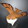 Paper Crafted Bird with Brown Wings White Belly and Expressive Eyes