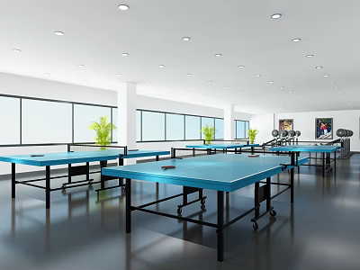 modern table tennis room recreation room leisure room 3d model