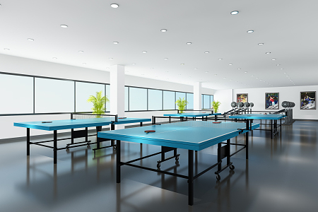 modern table tennis room recreation room leisure room 3d model