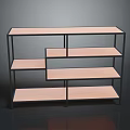 Modern Multi Tiered Shelving Unit With Black Frame And Light Wood Shelves